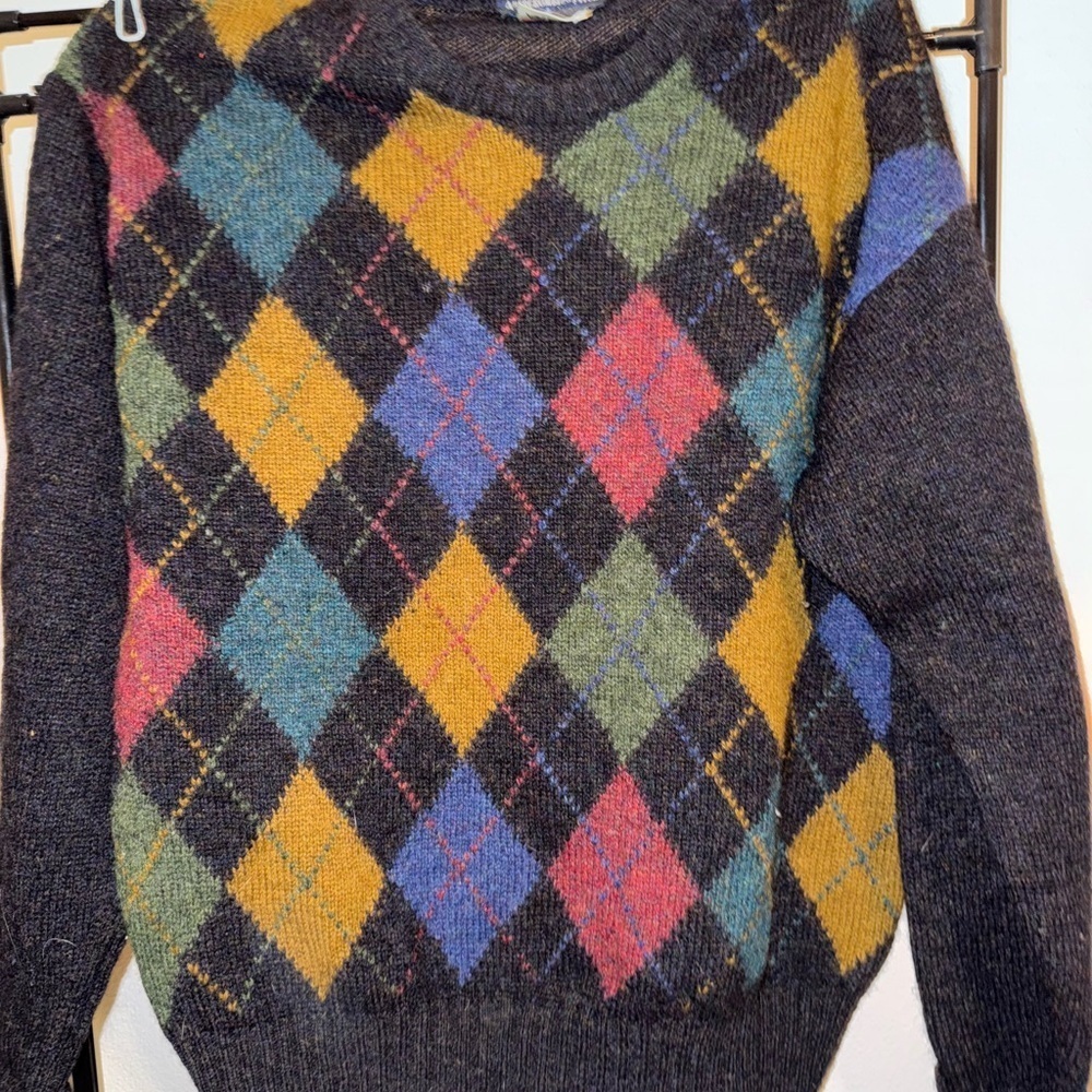 80s/90s VTG Abercrombie & Fitch Country Clothes 100% Wool Argyle Sweater Medium